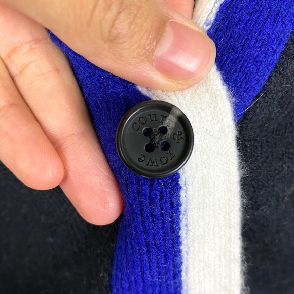 Nordstrom COURT & ROWE Belle Noel Varsity Cardigan Black Sweater in Rich… - Picture 5 of 9